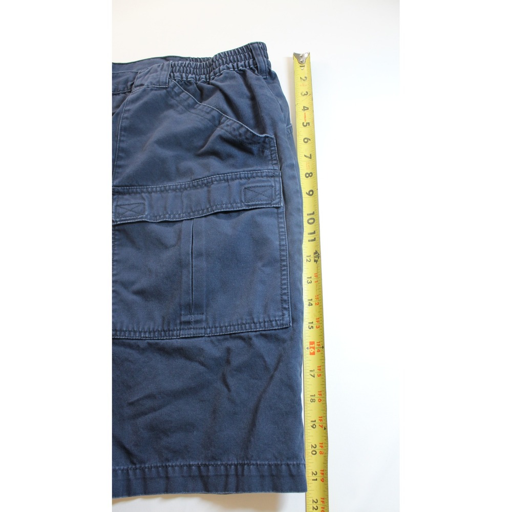 Cabelas Mens Navy Blue Cotton Canvas Cargo Utility Shorts Size 44 Elastic Waist - Picture 2 of 6